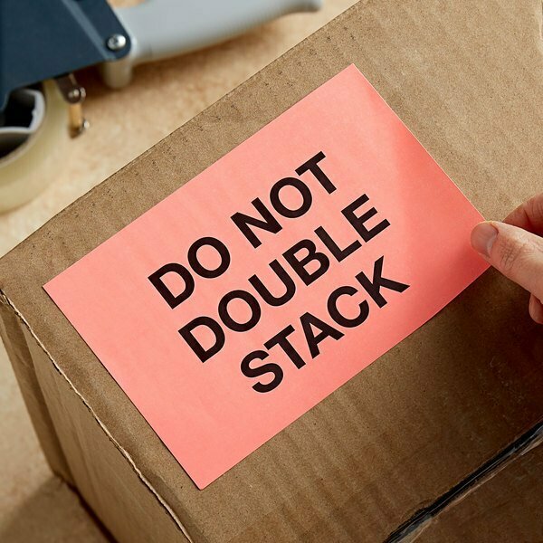 Lavex 4'' x 6'' Do Not Double Stack Red Matte Paper Permanent Label, 500PK 323SHIP4X6DN